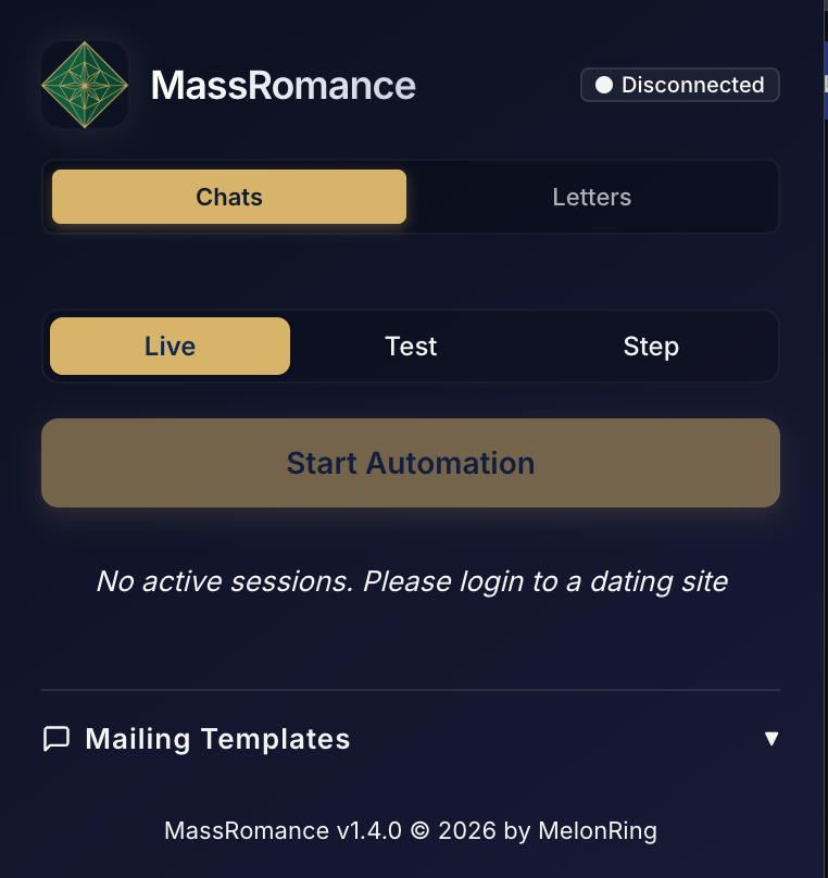 Browser extension waiting for an active session